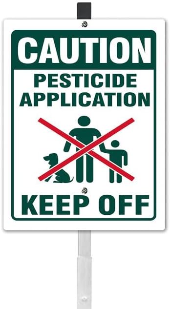Caution Pesticide Application Keep Off Yard Sign With Stake Keep Off Grass Chemical Reflective Aluminum Yard Signs Rust Free For Lawn Garden Outdoor Signs (8x12) IN