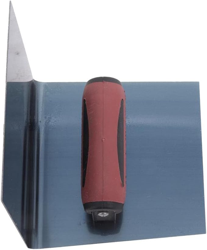 MARSHALLTOWN Blue Steel Step Tool, Cove Tool, 6 x 6 x 6 Inch Blade Size, 1/2 Inch Radius, 90-Degree Angle, Resilient DuraSoft Handle, Prevent Cracking in Concrete, 174BD
