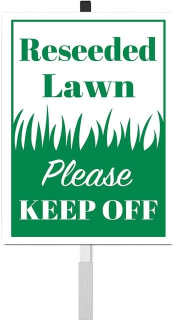 Reseeded Lawn Please Keep Off Yard Sign With Stakes 8x12 inches Rustproof Reflective Aluminum Stay Off Grass Lawn Sign Stand for Home Garden Outdoor