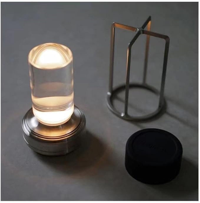 HAPYGI Portable Metal Table Lamp for Indoor/Outdoor,Rechargeable Cordless LED Lamp, 3-Colour Infinitely Dimming Battery Powered Small Desk Lamp, Restaurant/Bedroom/Bar/Coffee/Camping Light (Silver)