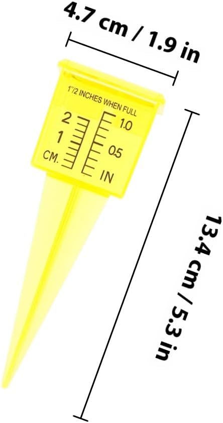 Toyvian Heavy Duty Outdoor Rain Gauge Accurate Plastic Rainfall Measuring Device for Garden Yard Lawn 2-Pack Yellow Rain Gauges with Clear Scale Easy Installation for Weather Monitoring