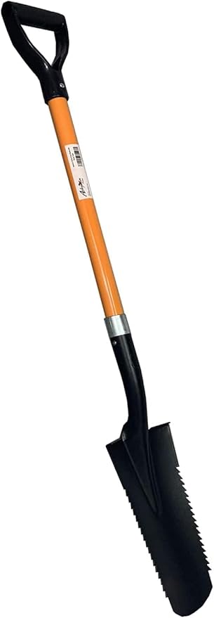 Ashman Drain Spade Teeth Shovel (6 Pack) - 48 Inches Long Handle Spade with D Handle Grip - Durable Handle with a Thick Metal Blade - Multipurpose Premium Quality Orange Shovel.
