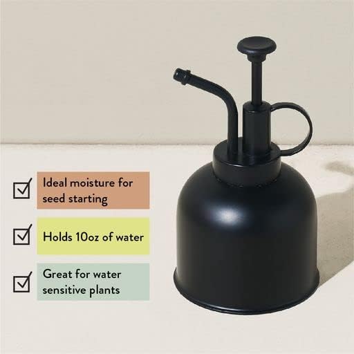 Modern Sprout Plant Mister, 8 oz Indoor Watering Can, Aesthetic Plant Sprayer & Water Mister Spray Bottle, Garden Watering Can for Seed Starting, Vintage-Inspired Gift for Father's Day - Matte Black