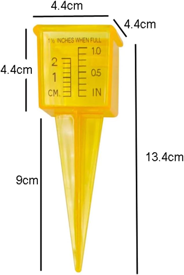 mollensiuer 4Pcs Rain Gauge Outdoor Plastic Sprinkler Gauge Transparent Outdoor Water Measuring Tool Lawn Water Gauge with Wide Mouth for Lawn and Garden Water Measuring Tool, Bright Yellow