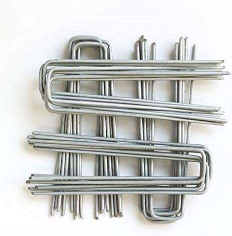 6 Inch Garden Stakes Galvanized Landscape Staples, U-Type Turf Staples for Artificial Grass, Rust Proof Sod Pins Stakes for Securing Fences Weed Barrier, Outdoor Wires Cords Tents Tarps (50 pcs)