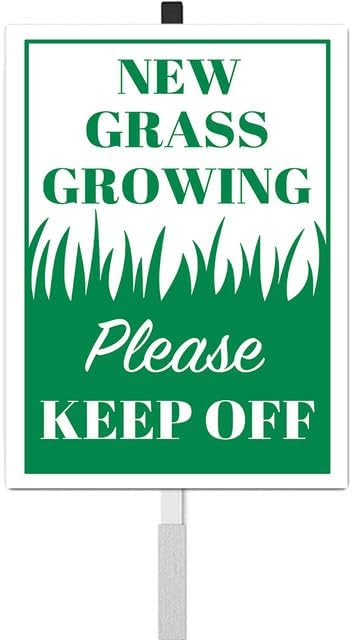 New Grass Growing Please Keep Off Yard Sign With Stakes 8x12 inches Rustproof Reflective Aluminum Stay Off Grass Lawn Sign Stand for Home Garden Lawn Outdoor