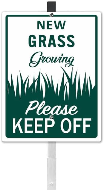 New Grass Growing Please Keep Off Yard Sign With Stake Keep Off Grass Reflective Aluminum Lawn Signs Signs Rust Free Garden Signs (8x12) IN