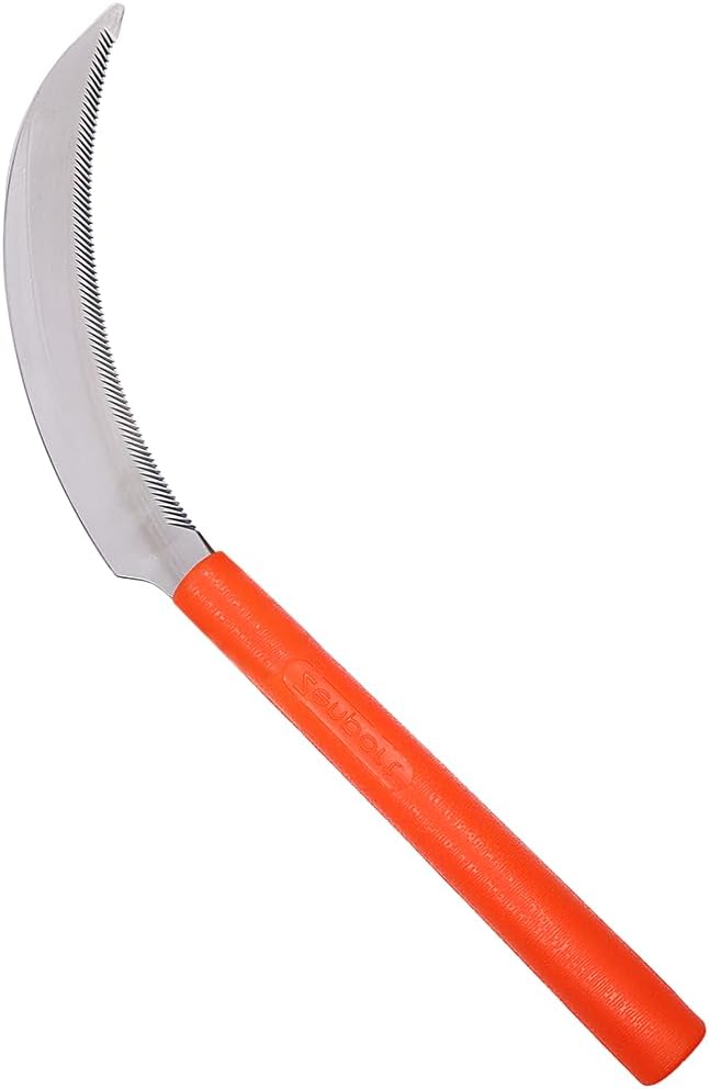 Zenport K208P Harvest Sickle with Plastic Handle, Light Serration, 6.5-Inch Stainless Steel Blade, Orange - 3 Pack