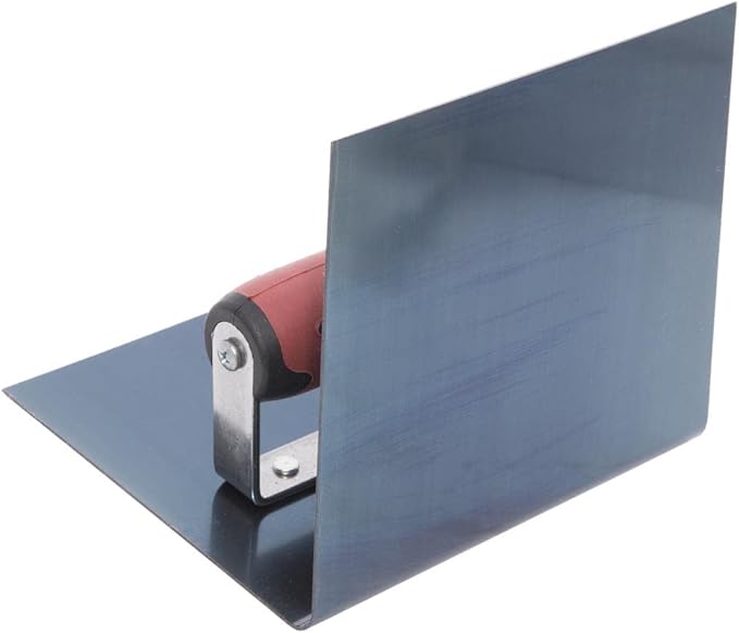 MARSHALLTOWN Blue Steel Step Tool, Cove Tool, 6 x 6 x 6 Inch Blade Size, 1/2 Inch Radius, 90-Degree Angle, Resilient DuraSoft Handle, Prevent Cracking in Concrete, 174BD
