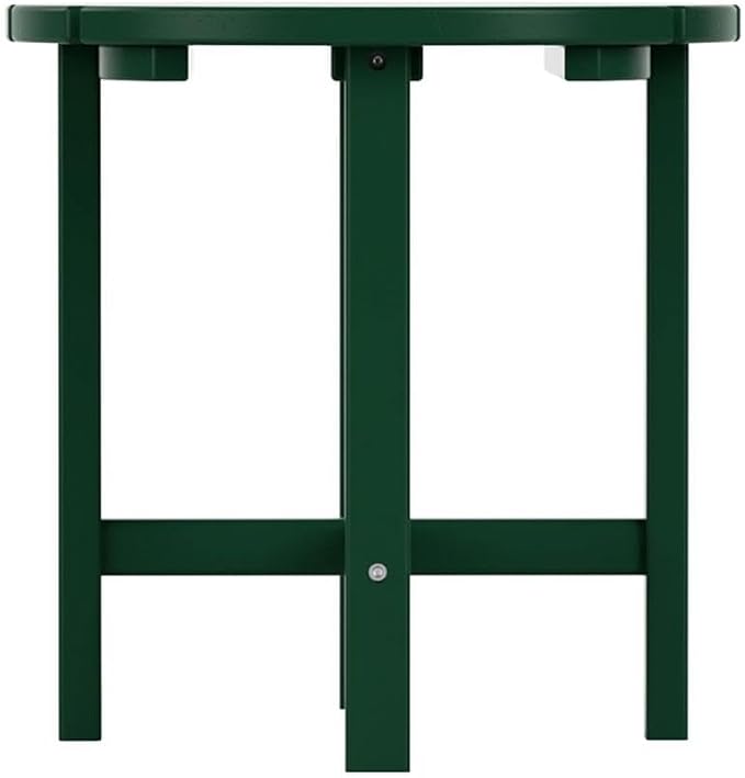 Costaelm Round Outdoor Side Tables, Adirondack Patio Tables for Outside, HDPE Patio End Table Weather Resistant, Balcony Table for Pool, Seaside, Backyard, Porch, Indoor Companion, Dark Green