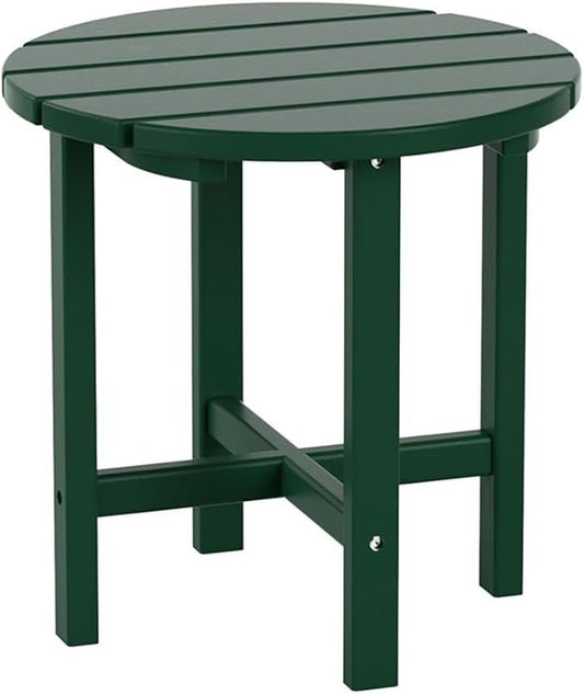 Costaelm Round Outdoor Side Tables, Adirondack Patio Tables for Outside, HDPE Patio End Table Weather Resistant, Balcony Table for Pool, Seaside, Backyard, Porch, Indoor Companion, Dark Green