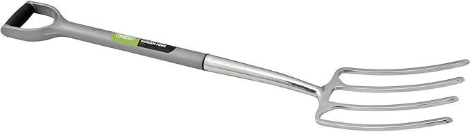 Draper DRA83755 Stainless Steel Garden Fork with Soft Grip Handle, Silver
