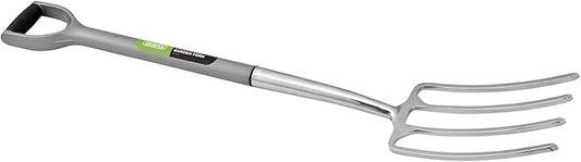 Draper DRA83755 Stainless Steel Garden Fork with Soft Grip Handle, Silver