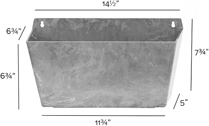 Root & Vessel Self Watering Wall Planters for Indoor or Outdoor Plants, Unique Marbled Wall Pot, Made of Eco-Friendly Blend of Stone and Plastic, Gray, 14.5"
