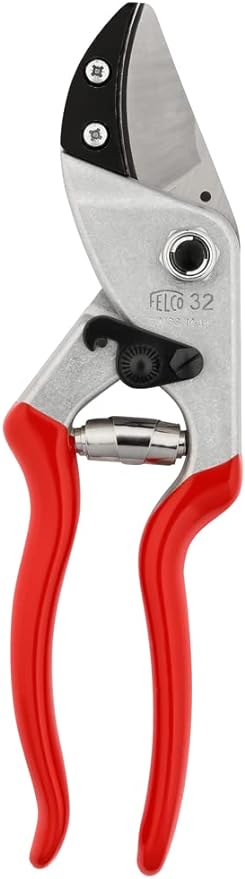 Felco F32 Pruning Shears – 8.3" Garden Clippers with Anvil Blade for Woody Stems | Hand Pruners for Gardening | Garden Tool Cutter with Forged Aluminum Handle, Rubber Grip, Precision Swiss Performance