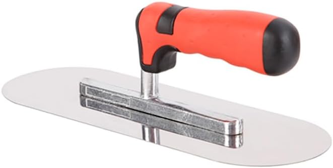 Concrete Tools Stainless Steel Pool Trowel, 11" x 4" Masonry Hand Tool with Soft Grip Handle, Lightweight, Plastering Trowel for Drywall Plastering Construction, Round End (Medium:11"L x 4"W)