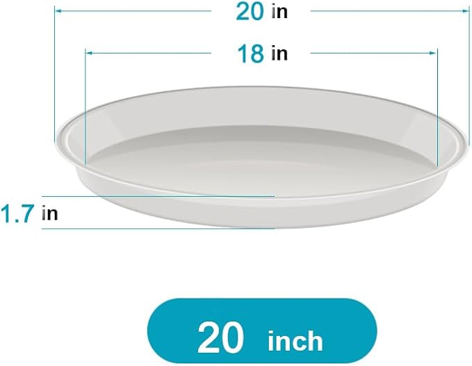 VUWEZ 6 Pack of 20 inch Plant Saucer (18 Inch Base), Plant Tray 20 Inch Round, Plant Saucers for Indoors, Plant Trays for Pots, Flower Pot Saucers, Pot Saucers for Planter 16-21" (20", Terracotta)