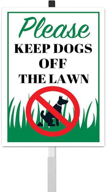 Please Keep Dogs Off The Lawn Yard Sign With Stakes 8x12 inches Rustproof Reflective Aluminum Keep Dogs Off Grass Sign Stand for Home Garden Lawn Outdoor