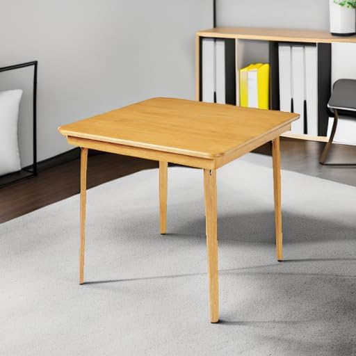 Stakmore Classic Straight Edge Square Wood Folding Card Table, 32" x 32", Oak - Foldable Wooden Tabletop Furniture for Cards, Board Games, Dining, and Extra Seating