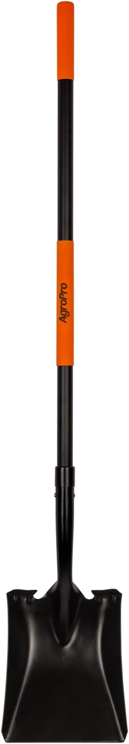 Shovel for Digging, Metal Shovel with Long Fiberglass Handle, Heavy Duty Shovel Garden Tool, 58 Inches