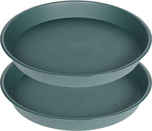2 Pack of 10 inch Plant Saucer Gray, Heavy Duty Plastic Plant Saucer 10 inch Round, Durable Plant Tray for Pots, Plant Saucers for Indoors, Plant Trays for Planter 9"/10" (10", Green)