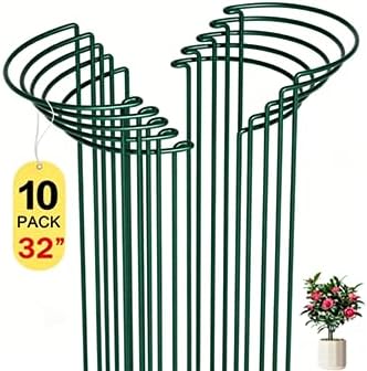 10 Pack Peony Cages and Supports, 14" (W) x 32"(H) Plant Support, Heavy-Duty Metal Plant Support Stakes, Plant Stakes for Outdoor & Indoor Plants, Perfect for Flowers and Vegetable