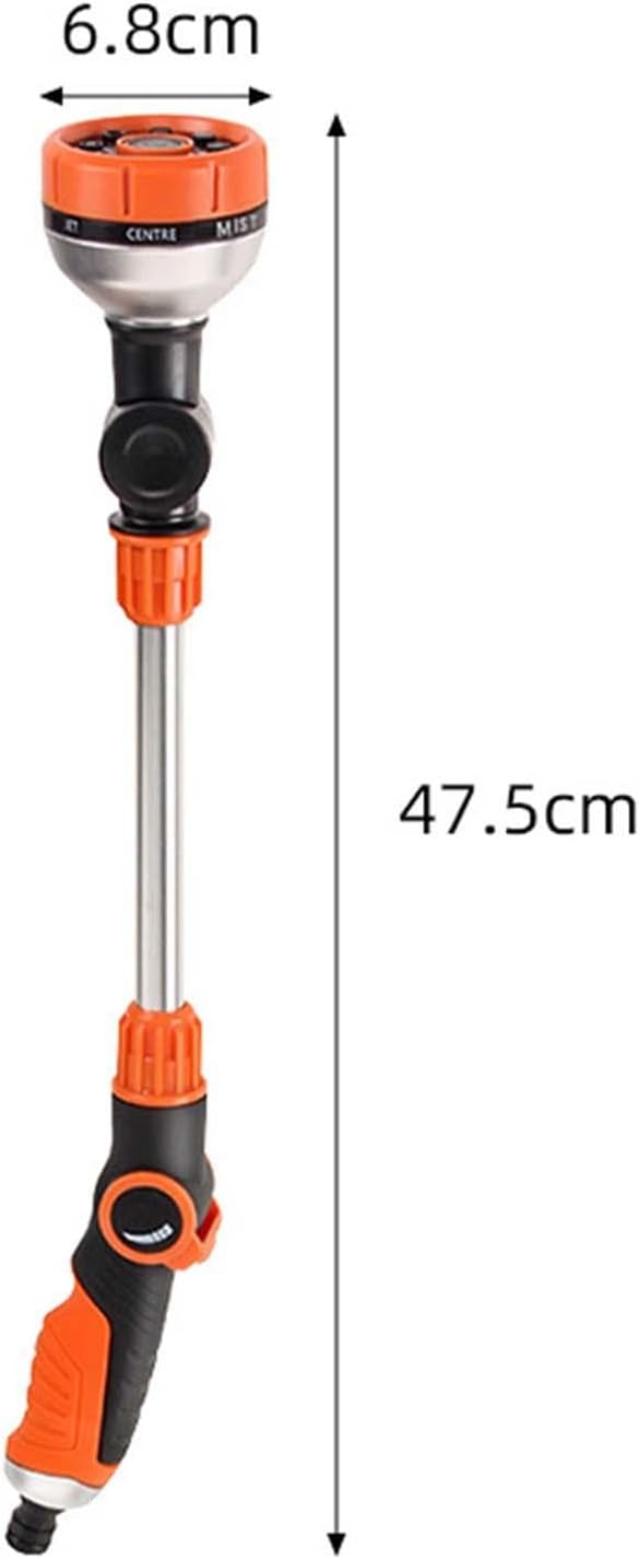 Watering Wand Plant Watering Wand Garden Hose Sprayer Wand Water Hose Long Hose Nozzle Sprayer Adjustable 8 Patterns Ergonomic Rubber Grip Suitable Fo, Orange