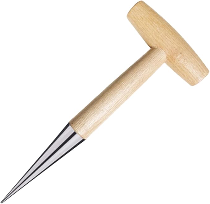 Kisangel Garden Hole Punch Dibber Tool T-Handle Seed Planter for Weeding and Planting