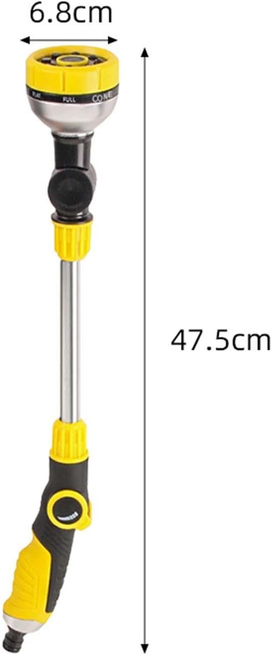 Watering Wand Plant Watering Wand Garden Hose Sprayer Wand Water Hose Long Hose Nozzle Sprayer Adjustable 8 Patterns Ergonomic Rubber Grip Suitable Fo, Yellow