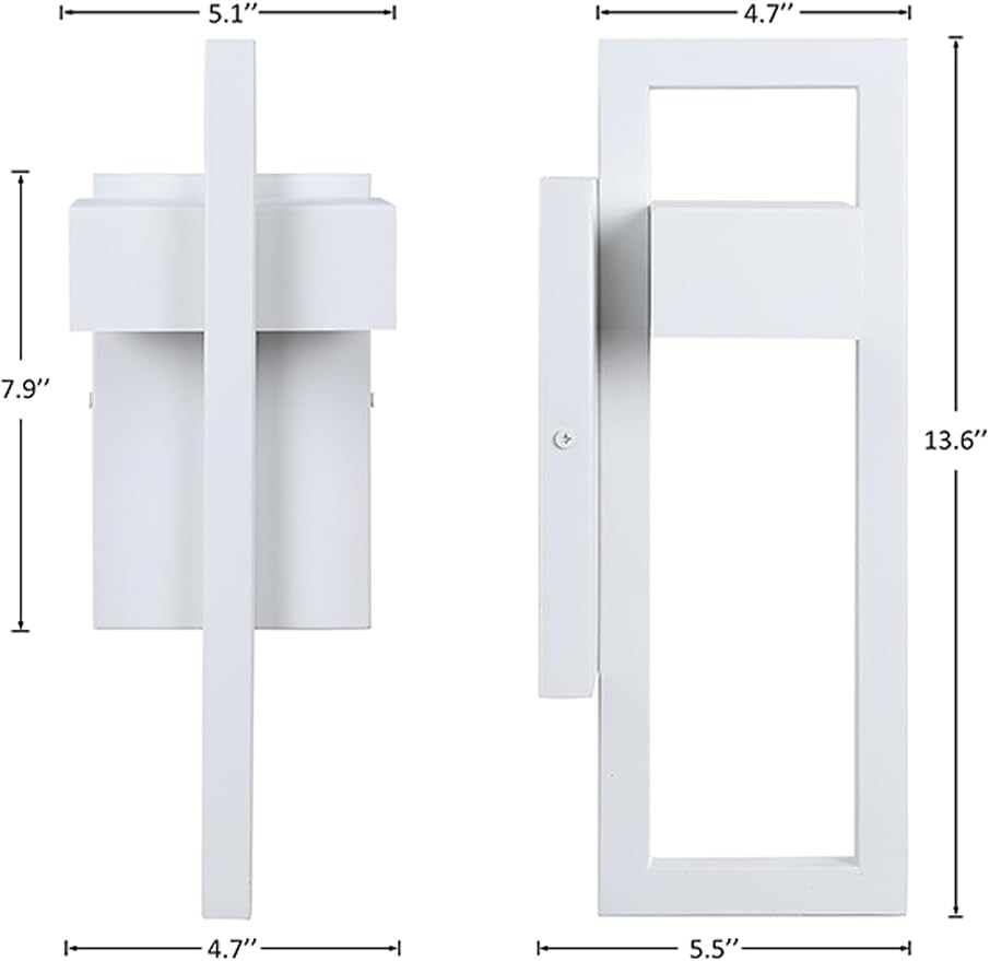 LamQee Outdoor Wall Lights Modern Exterior Lighting Fixtures, 3000K Integrated LED Outdoor Wall Sconce Lighting 2 Packs, Matte White Outside Wall Mount Lights for House Front Door Porch Garage Patio