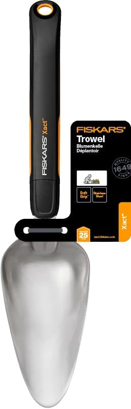 Fiskars Xact Trowel, Length: 37.5 cm, Black/Orange, Stainless Steel/Plastic, 1027043
