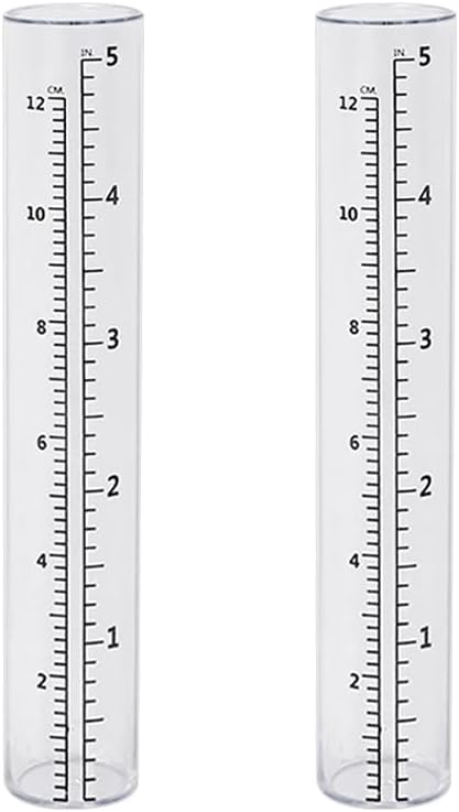 GSHLLO 2 Pcs 5 Inch Glass Rain Gauge Replacement Tube Rain Water Measure Gauge Outdoor Garden Rain Gauges Clear Tube Rain Gauge Rainfall Measurement Tube with Scale for Yard Home