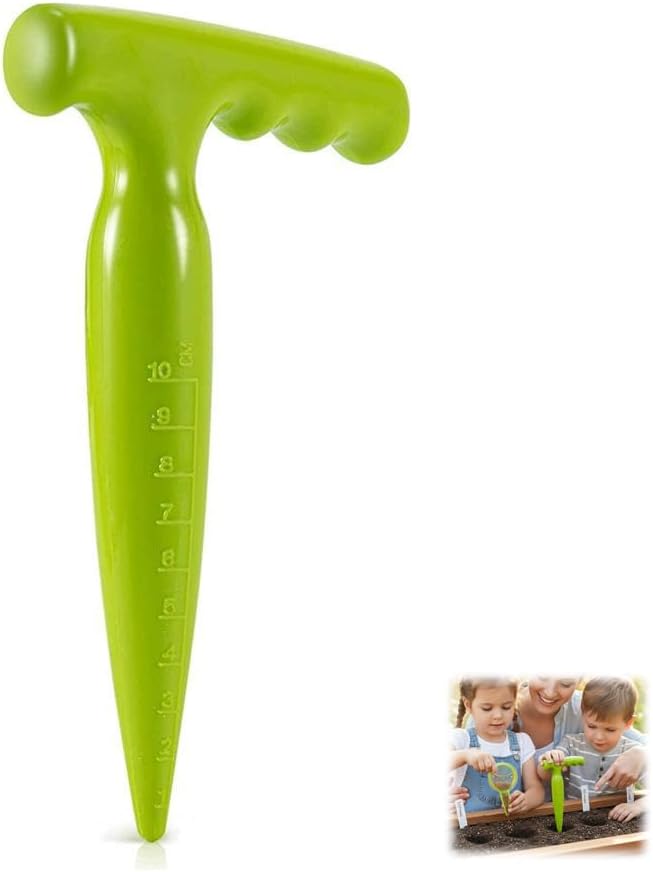 Sowing Seed Dispenser Hand Tool, Handheld Garden Seeder Sower Planter with Handle, Plastic Seed Dibbler for Sowing Seeds, Planting, Bulbs, Digging (Seeder 1set)