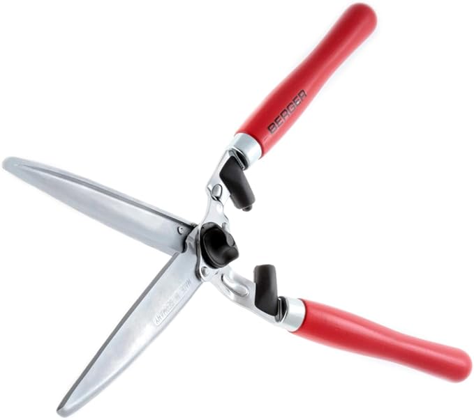 BERGER Hedge Shears – Professional 23.6" Garden Clippers with Self-Sharpening Chrome-Plated Steel Blades, 9.25" Cutting Length, Beechwood Handles – 4490