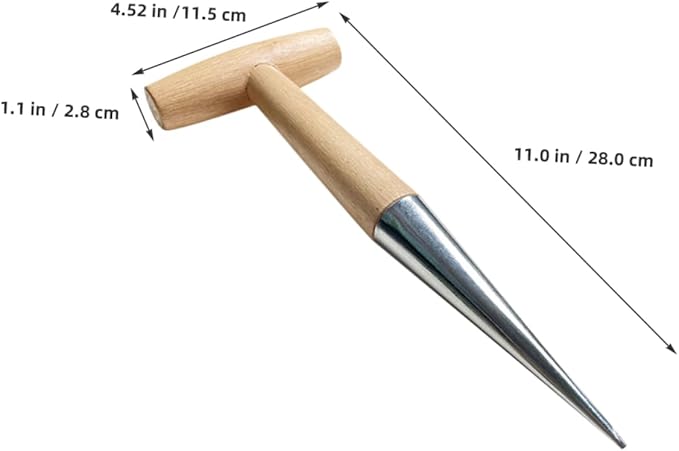 Kisangel Garden Hole Punch Dibber Tool T-Handle Seed Planter for Weeding and Planting