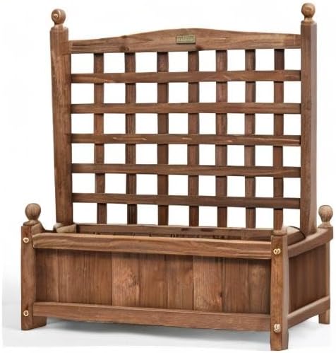 Giantex Wood Planter Free Standing Plant Raised Bed with Trellis for Garden or Yard (25’"Lx11 Wx30 H)