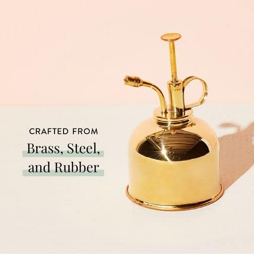 Modern Sprout Plant Mister, 8 oz Indoor Watering Can, Aesthetic Plant Sprayer & Water Mister Spray Bottle, Garden Watering Can for Seed Starting, Vintage-Inspired Gift for Father's Day - Brass