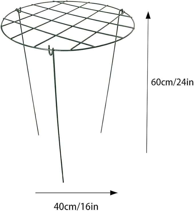 2 Pcs Flower Support Rings, Peony Cage Plant Support Stake,Grow Through Grid Plant Brace, Hoops with 3 Pcs Legs for Heavy Blossoms (2 pcs 24")