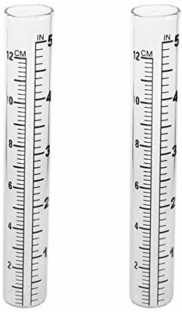 BRAVECOW 2pcs 5" Capacity Rain Gauge Glass Replacement Tube for Yard Garden Outdoor Home Tube Flat Bottomed