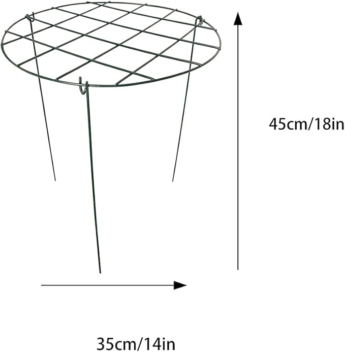 2 Pcs Flower Support Rings, Peony cage Plant Support Stake,Grow Through Grid Plant Brace, Hoops with 3 Pcs Legs for Heavy Blossoms (2 pcs 18'')
