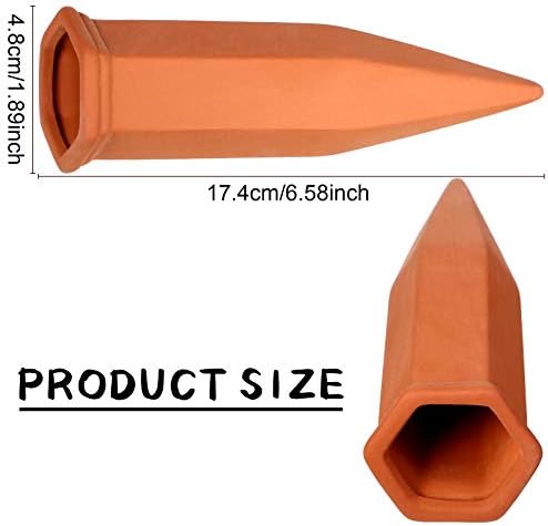 Jovitec 6 Pieces Terracotta Plant Watering Stakes Self Watering Spikes Automatic Plant Waterers Devices for Indoor Outdoor Home and Office Plants (Rustic Red)