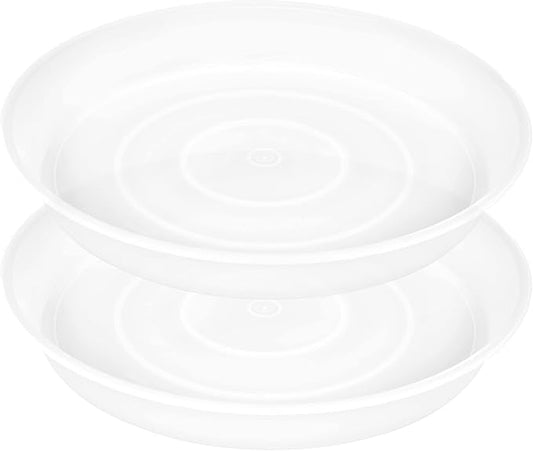 2 Pack of 10 inch Plant Saucer Gray, Heavy Duty Plastic Plant Saucer 10 inch Round, Durable Plant Tray for Pots, Plant Saucers for Indoors, Plant Trays for Planter 9"/10" (10", Clear)