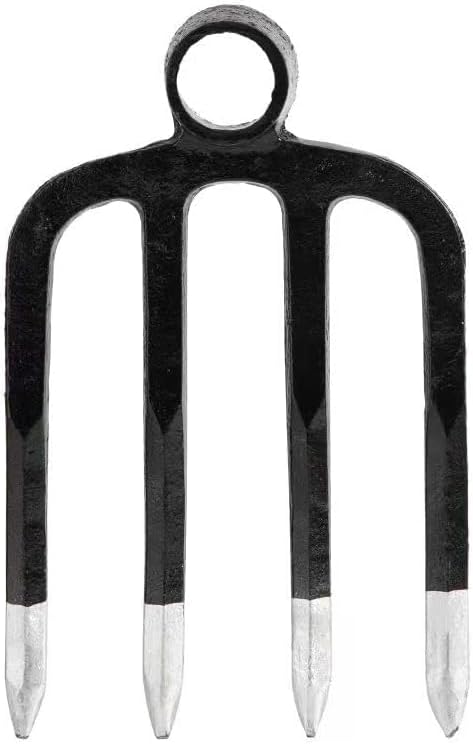 Heavy Duty Forged Eye Hoe Fork for Garden - 4 Tines Digging Spading Fork, Forged High-Carbon Steel (Corrosion-Resistant), Effortless Tool for Digging, Harvesting Tubers, Weeding