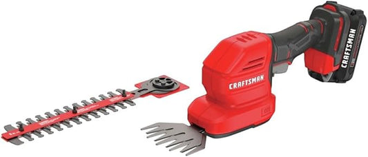 CRAFTSMAN CMCSS800C1R V20 2-in-1 Lithium-Ion Cordless 8 in. Hedge Trimmer and 4 in. Grass Shear Kit (1.5 Ah) (Renewed)