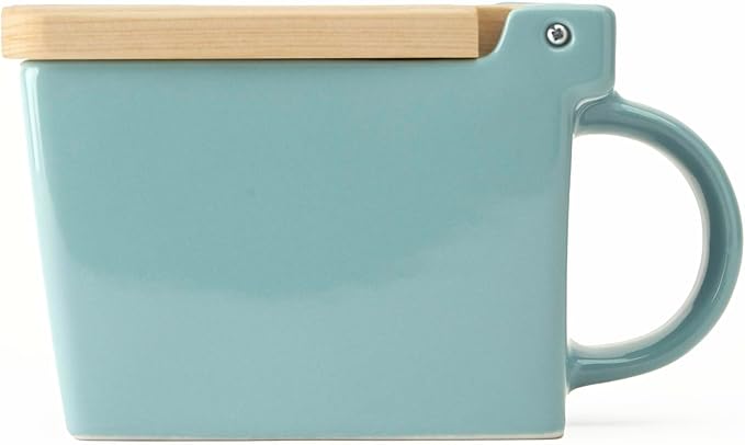 Zero Japan Bee House Premium Salt Box with Hinoki Lid - Container for Sea Salt, and Spices - Elegant Cellar for Kitchen Countertop - Ice Blue, 16 oz