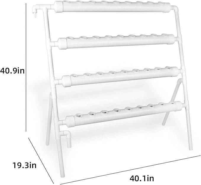 Hydroponic NFT 36 Holes Growing System with Special Fertilizer Timing Cycle, PVC Pipe Garden Plant Kit