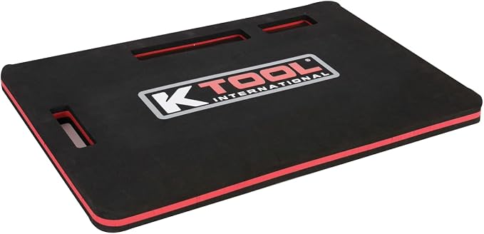 K Tool International 79400 24" X 16" Foam Kneeling Pad for Garages, Repair Shops and DIY, 1.13" Thick, Anti-Slip, Oil Proof and Solvent-Resistant, Built-in Handle, Magnetic Groove, Black/Red