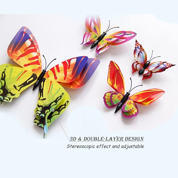 OPSEAM Butterfly Wall Decor 24/48 PCS, 3D Butterflies Stickers for Party Decorations with Magnets(Multiple Colour, 48)