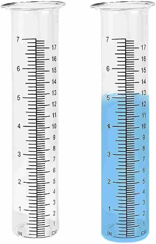 rain Gauge Tube 7-Inch Scale rain gauges Replacement Tube Glass rain gauges Outdoors Easy-to-Read Scale rain Gauge Outdoor Yard（Pack of 2）