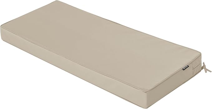 Outdoor Bench Cushion 42 x 18 Inch Thick Waterproof Porch Swing Cushions with Tie Patio Furniture Chair Cushion Bench Pad Color Fastness Backyard Seat Pads, Cream
